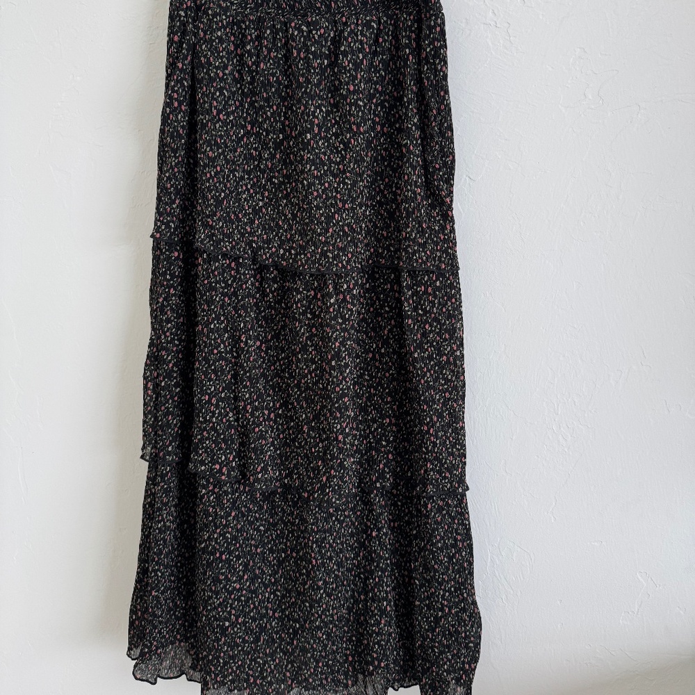Black Floral Midi Skirt